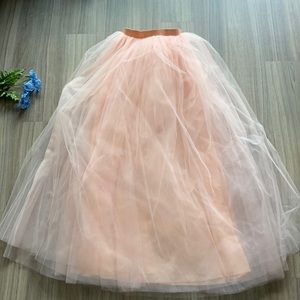 Long Tulle Full 5-Layer Ballet Maxi Skirt